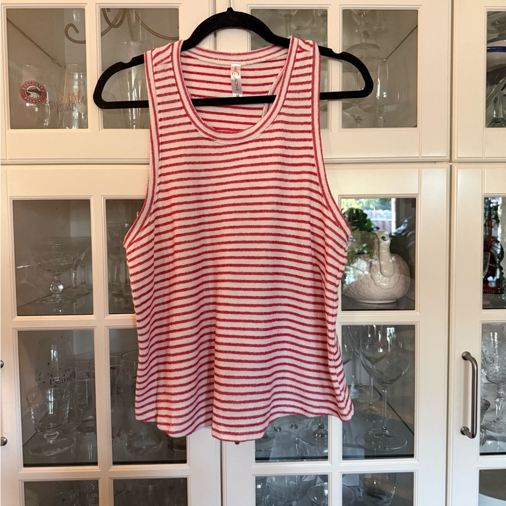 Guru Active Red and White Striped Tank Top